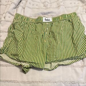Dressed in LALA Green Striped Boxer Shorts